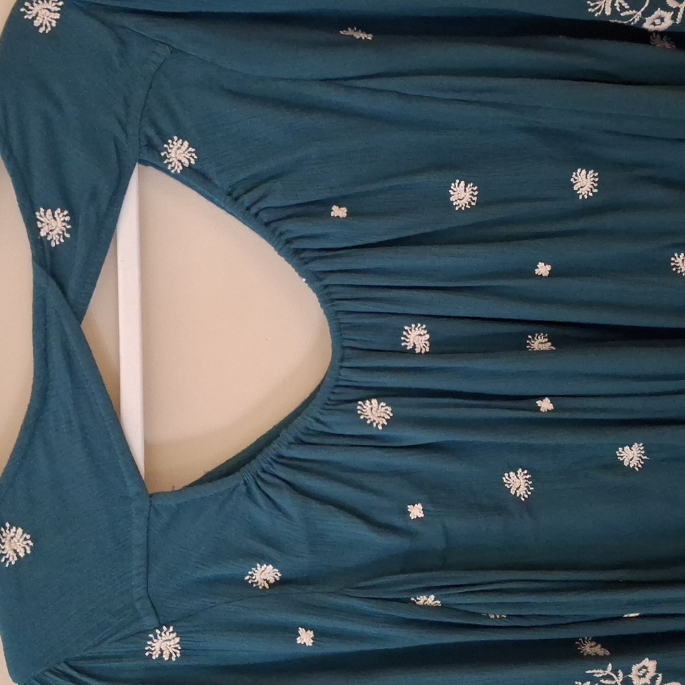 Free People Teal Floral Embroidered Tunic - Picture 7 of 9